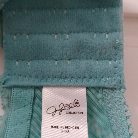 JACQUELINE SMITH BRA 38D mint red flowers lacy underwire - Picture 3 of 6